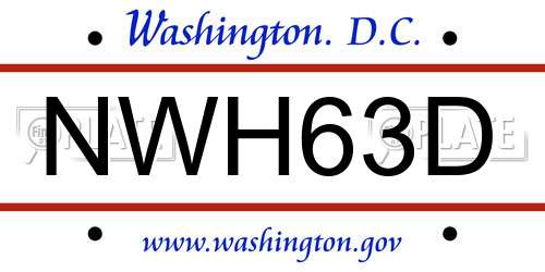 NWH63D District Of Columbia License Plate