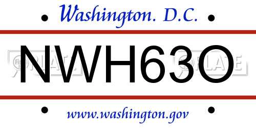NWH63O District Of Columbia License Plate