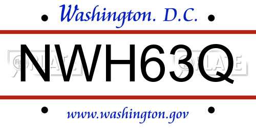 NWH63Q District Of Columbia License Plate