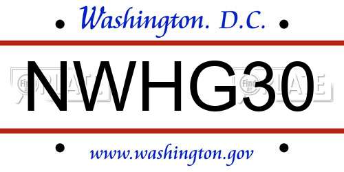 NWHG30 District Of Columbia License Plate