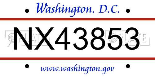 NX43853 District Of Columbia License Plate