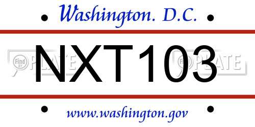 NXT103 District Of Columbia License Plate