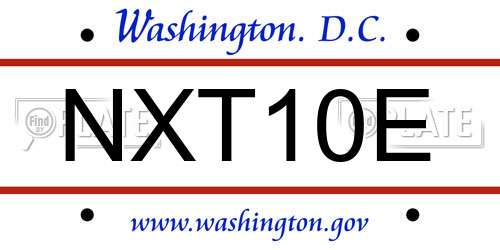 NXT10E District Of Columbia License Plate