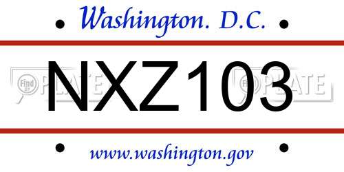 NXZ103 District Of Columbia License Plate