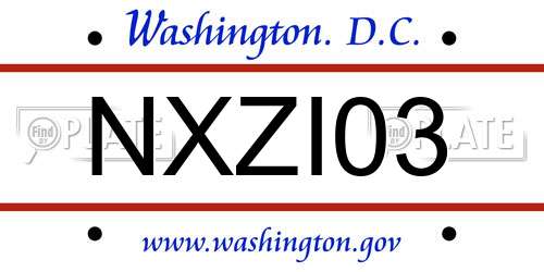 NXZI03 District Of Columbia License Plate