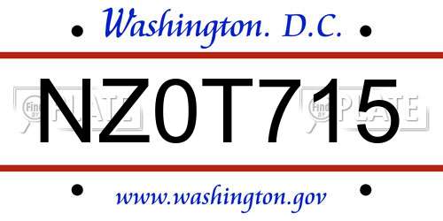 NZ0T715 District Of Columbia License Plate