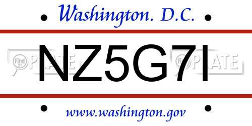 NZ5G7I District Of Columbia License Plate