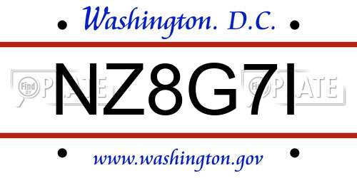 NZ8G7I District Of Columbia License Plate