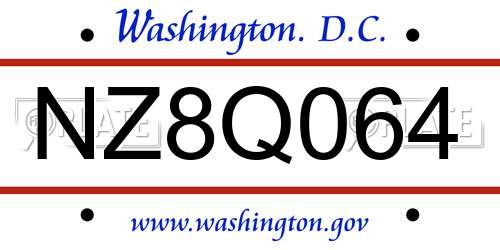 NZ8Q064 District Of Columbia License Plate