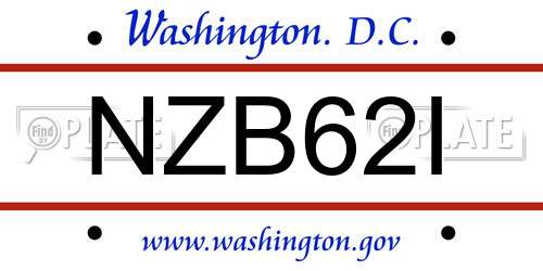 NZB62I District Of Columbia License Plate