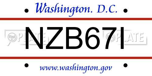 NZB67I District Of Columbia License Plate