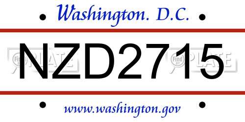 NZD2715 District Of Columbia License Plate
