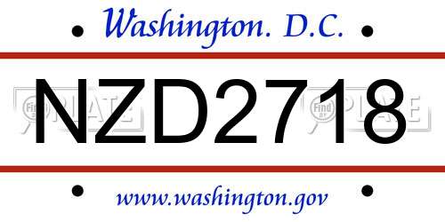 NZD2718 District Of Columbia License Plate