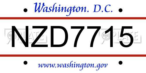 NZD7715 District Of Columbia License Plate