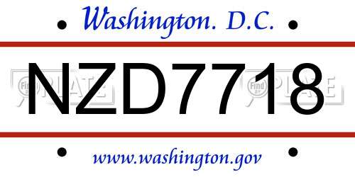 NZD7718 District Of Columbia License Plate
