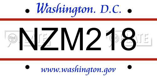 NZM218 District Of Columbia License Plate