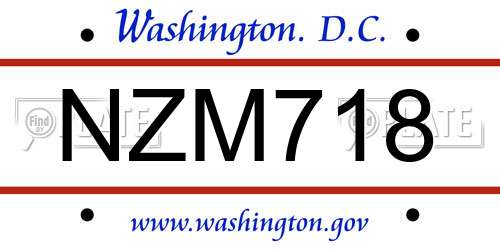 NZM718 District Of Columbia License Plate