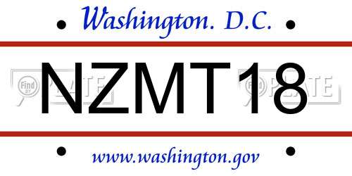 NZMT18 District Of Columbia License Plate