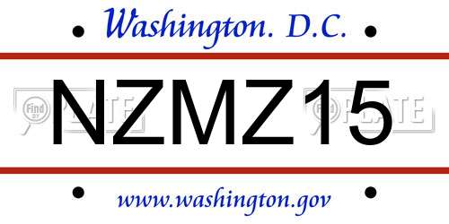 NZMZ15 District Of Columbia License Plate
