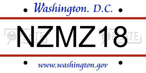 NZMZ18 District Of Columbia License Plate