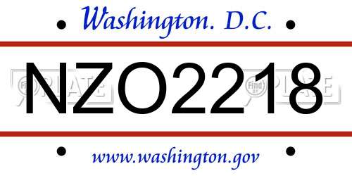 NZO2218 District Of Columbia License Plate