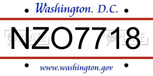 NZO7718 District Of Columbia License Plate