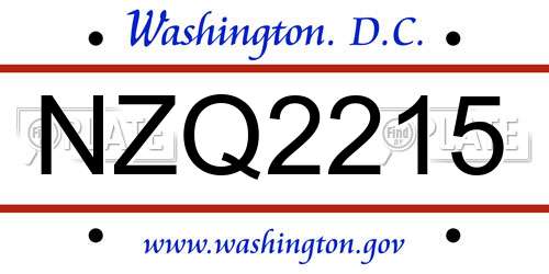 NZQ2215 District Of Columbia License Plate