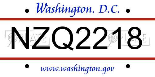 NZQ2218 District Of Columbia License Plate
