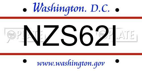 NZS62I District Of Columbia License Plate