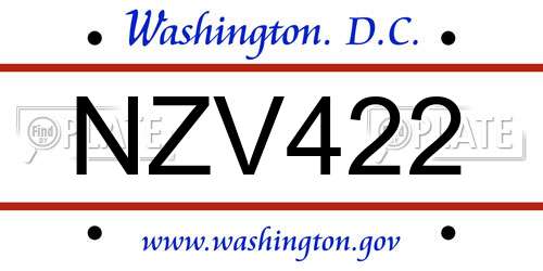 NZV422 District Of Columbia License Plate