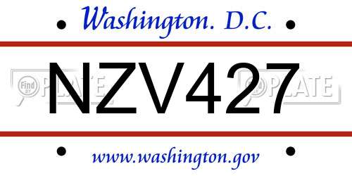 NZV427 District Of Columbia License Plate