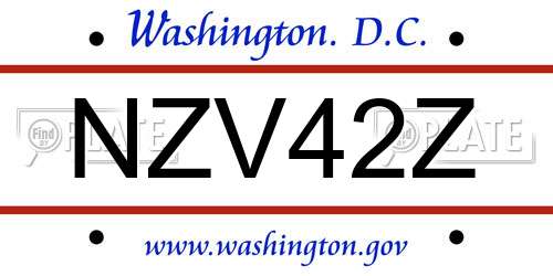 NZV42Z District Of Columbia License Plate