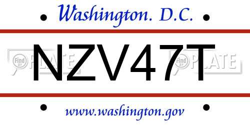 NZV47T District Of Columbia License Plate