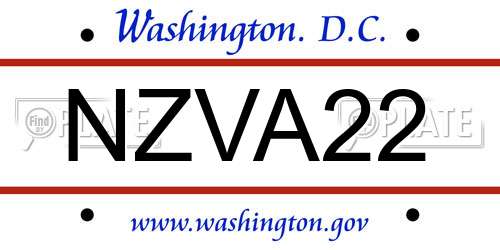 NZVA22 District Of Columbia License Plate