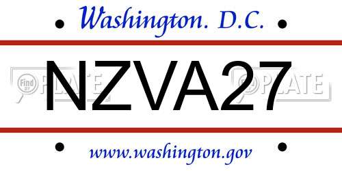 NZVA27 District Of Columbia License Plate