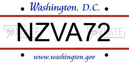 NZVA72 District Of Columbia License Plate