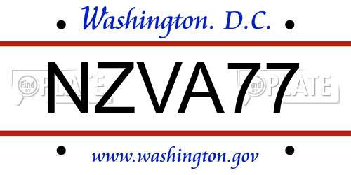NZVA77 District Of Columbia License Plate