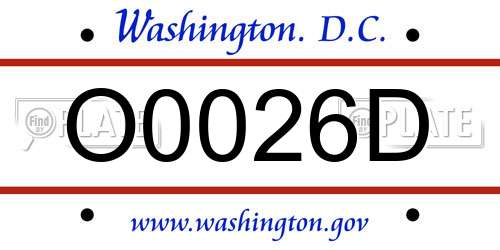 O0026D District Of Columbia License Plate