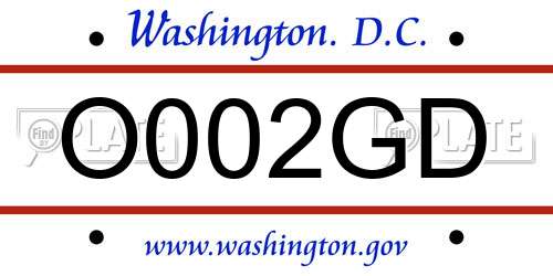 O002GD District Of Columbia License Plate