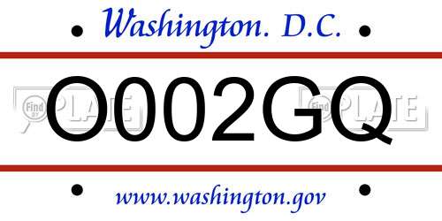 O002GQ District Of Columbia License Plate