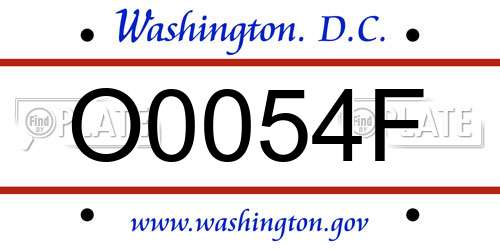 O0054F District Of Columbia License Plate