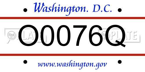 O0076Q District Of Columbia License Plate