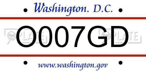 O007GD District Of Columbia License Plate