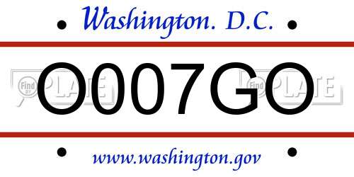 O007GO District Of Columbia License Plate
