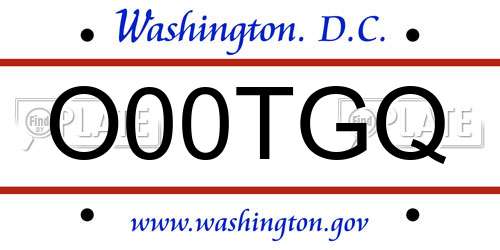 O00TGQ District Of Columbia License Plate