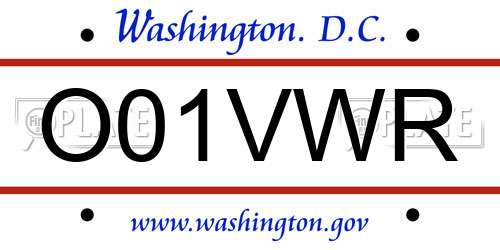 O01VWR District Of Columbia License Plate