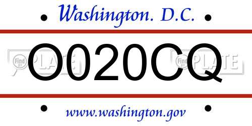 O020CQ District Of Columbia License Plate
