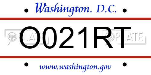 O021RT District Of Columbia License Plate
