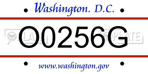 O0256G District Of Columbia License Plate