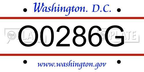 O0286G District Of Columbia License Plate